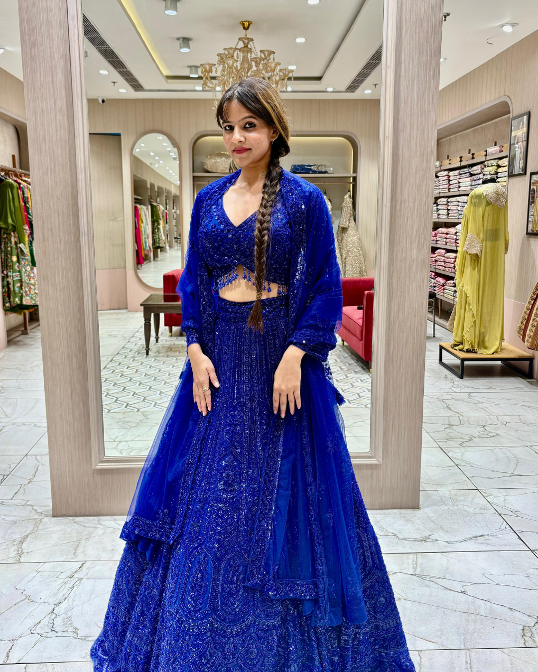 Royal Blue Embroidered Lehenga