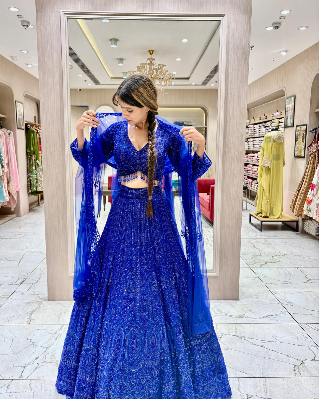 Royal Blue Embroidered Lehenga