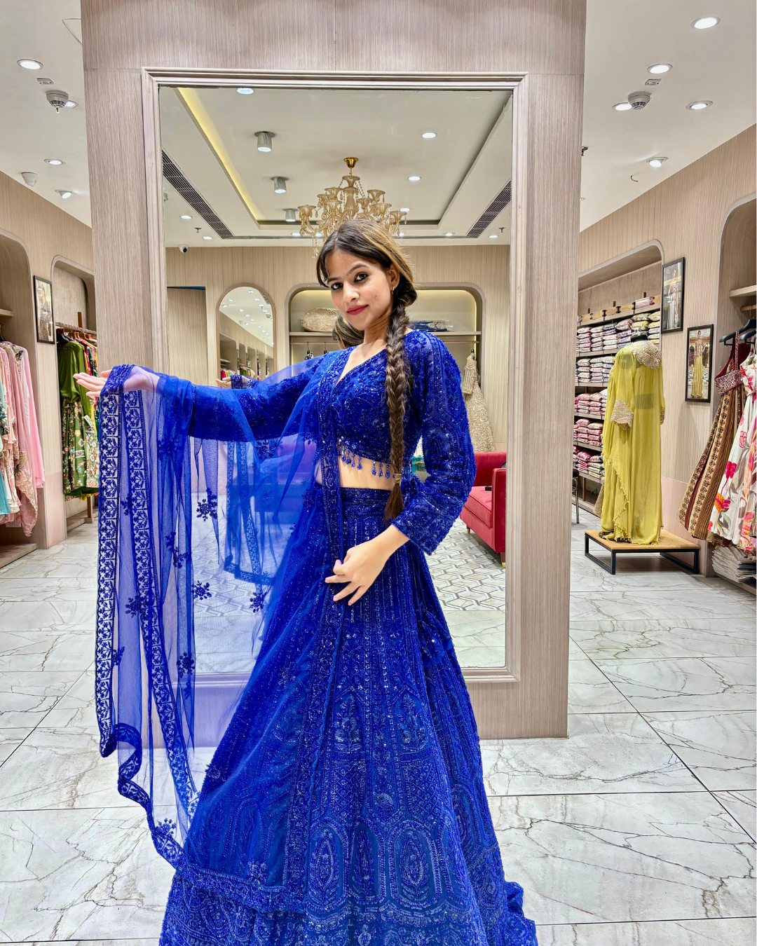 Royal Blue Embroidered Lehenga