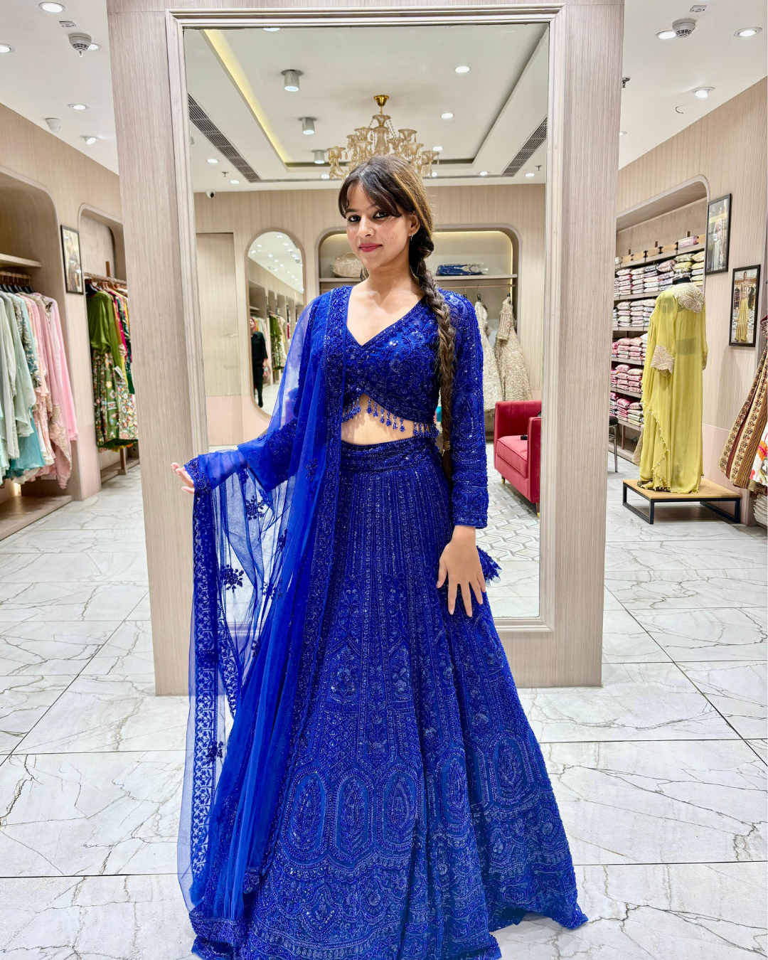 Royal Blue Embroidered Lehenga