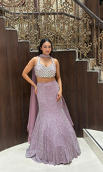 Lavender Halter Neck Lehenga