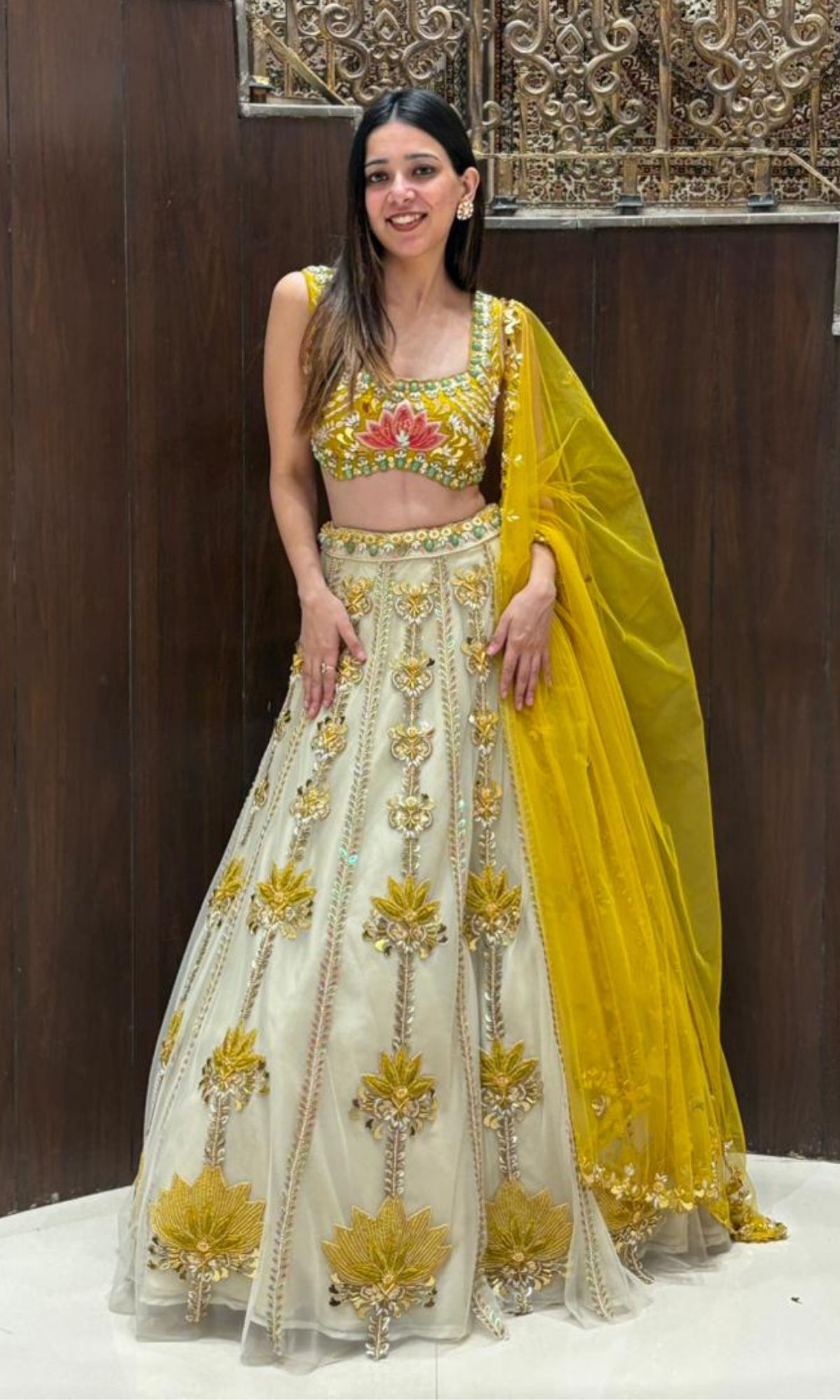 Yellow and Gold Embellished Lehenga