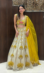 Yellow and Gold Embellished Lehenga