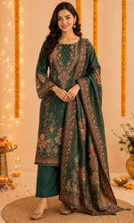 Green Paisely Embellished Kurat Set
