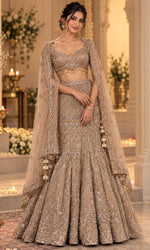 Gold BeigeBridal Lehenga withEmbroidery