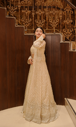 Ivory White Embriodered Skirt & Long Jacket Set