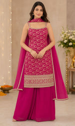 Magenta Weave Palazzo Sharara Set