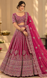 Pink Heavy Embroidered Bridal Lehenga with Blouse & Dupatta