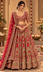 Bridal Red & Gold Embroidered Lehenga