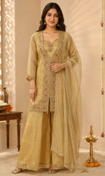 Gold Embroidered Palazzo Sharara Set