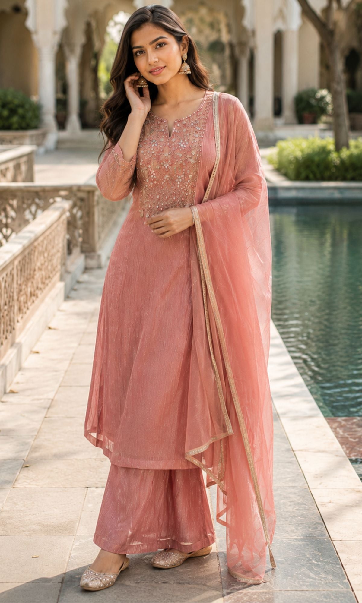 Blush Pink Embroidered Kurta Set