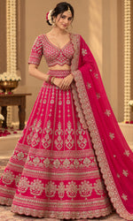 Pink Embroidered Bridal Lehenga with Blouse & Dupatta