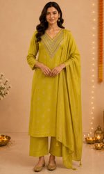 Yellow Embellished Kurta Set