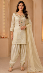 Gold Embroidered Sharara Set