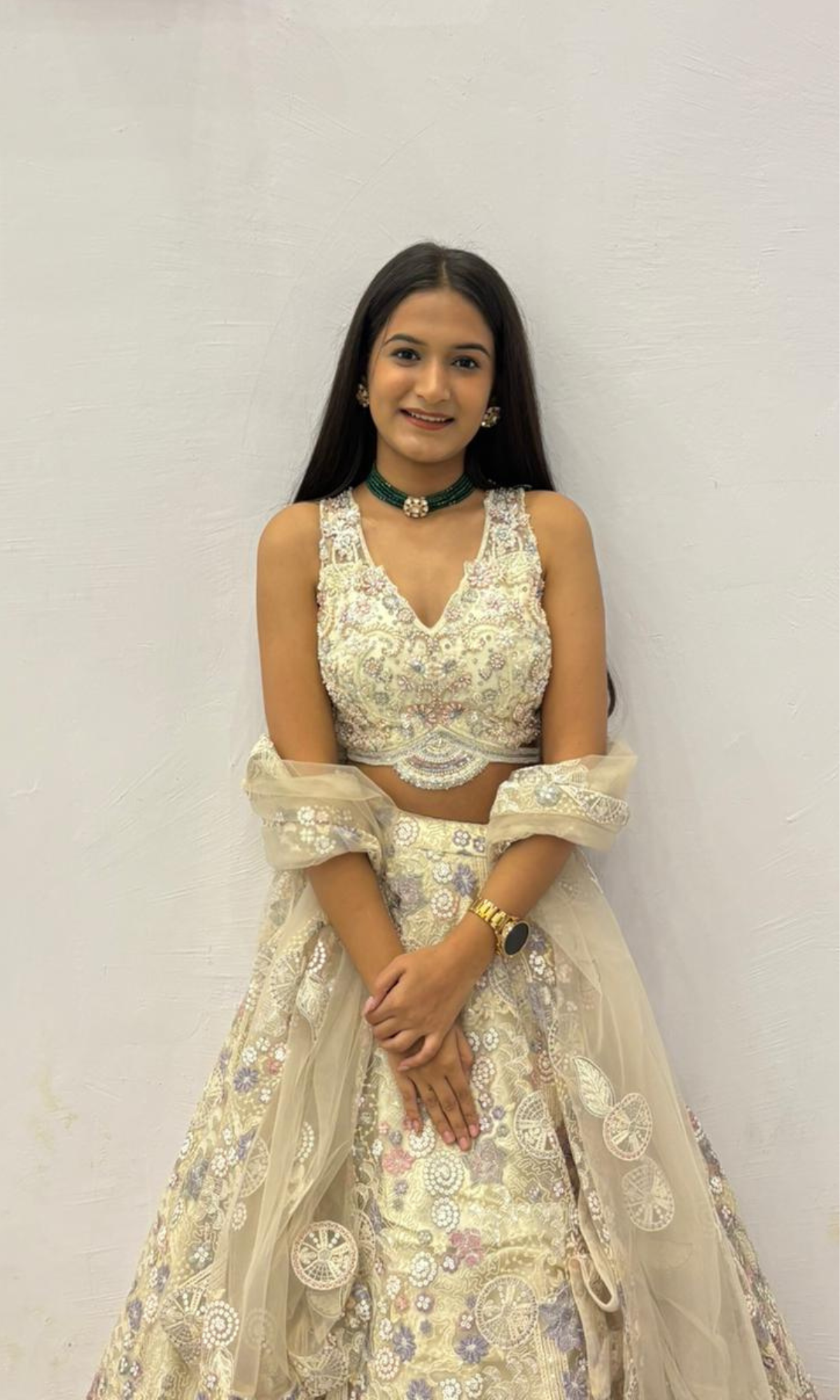 White Floral Embroidered Lehenga