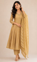 Champagne Gold Embroidered Kurta Set