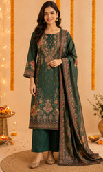 Green Paisely Embellished Kurat Set