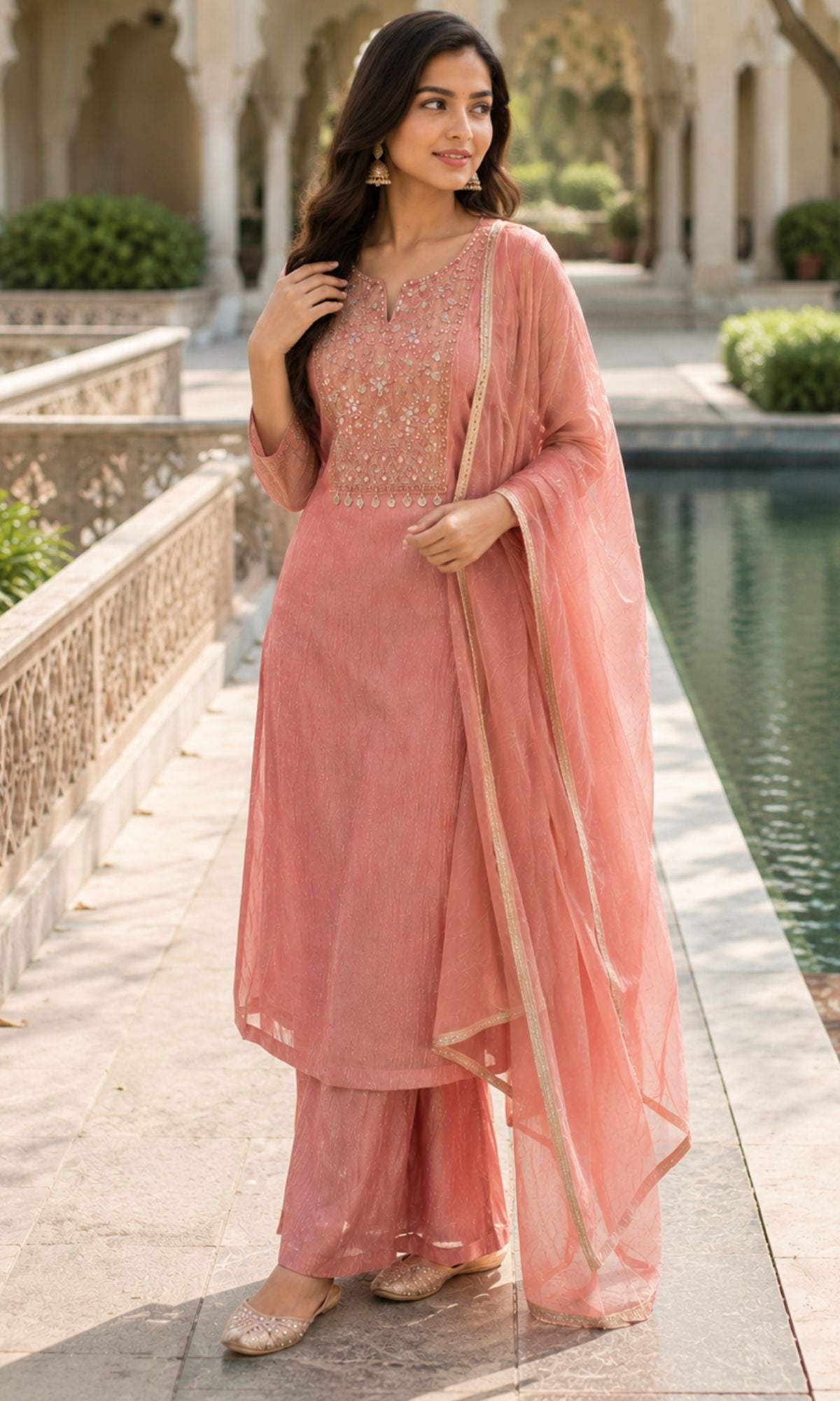 Blush Pink Embroidered Kurta Set