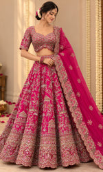 Rani PinkEmbroidered Bridal Lehenga with Blouse & Dupatta