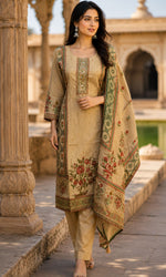 Beige Floral Printed Kurta Set