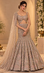 Champagne Rose Gold Bridal Lehenga with Heavy Sequin Embroidery
