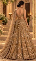GoldFloral Sequin Embroidered Bridal Lehenga
