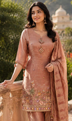 Dusty Pink Embroidered Kurta Set