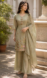 Pista Green Embroidered Kurta Set