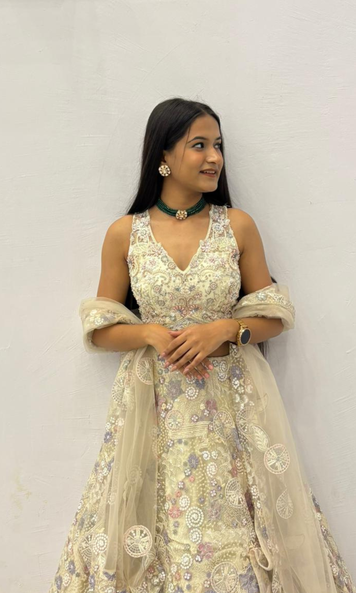 White Floral Embroidered Lehenga