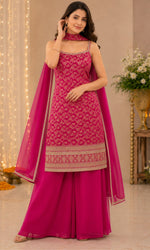 Magenta Weave Palazzo Sharara Set