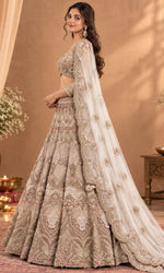 Champagne Blush Embroidered Bridal Lehenga