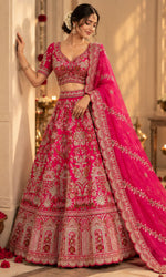 Pink Bridal Lehenga with Heavy Floral & Ornamental Embroidery