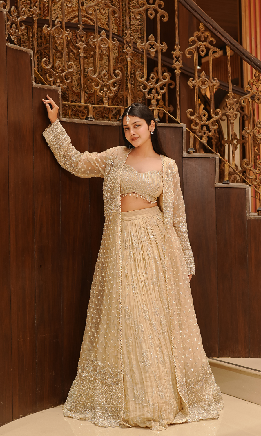 Ivory White Embriodered Skirt & Long Jacket Set