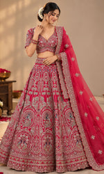 Pink Heavy Embroidered Bridal Lehenga with Blouse & Dupatta