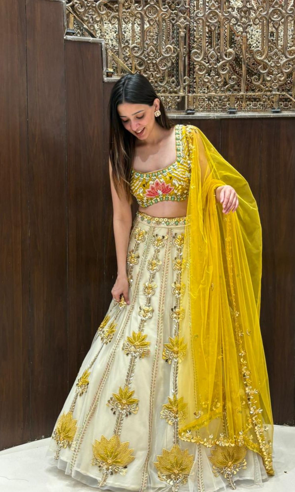 Yellow and Gold Embellished Lehenga