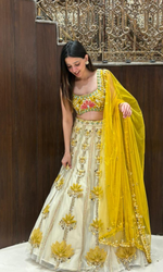 Yellow and Gold Embellished Lehenga