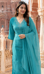 Blue Embroidered Kurta Set