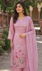 Blush Pink Floral Embroidered Kurta Set