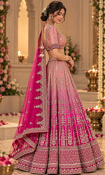 Dual-Tone PInk Bridal Lehenga withEmbroidery