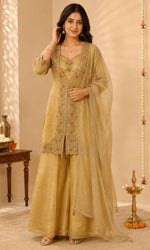 Gold Embroidered Palazzo Sharara Set