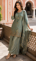Dusty Sage Embroidered Kurta Set