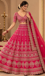 Pink Embroidered Bridal Lehenga with Blouse & Dupatta