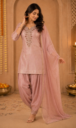 Pink Embroidered Farsi Salwar Sharara Set