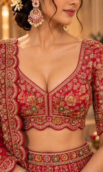 Bridal Red & Gold Embroidered Lehenga