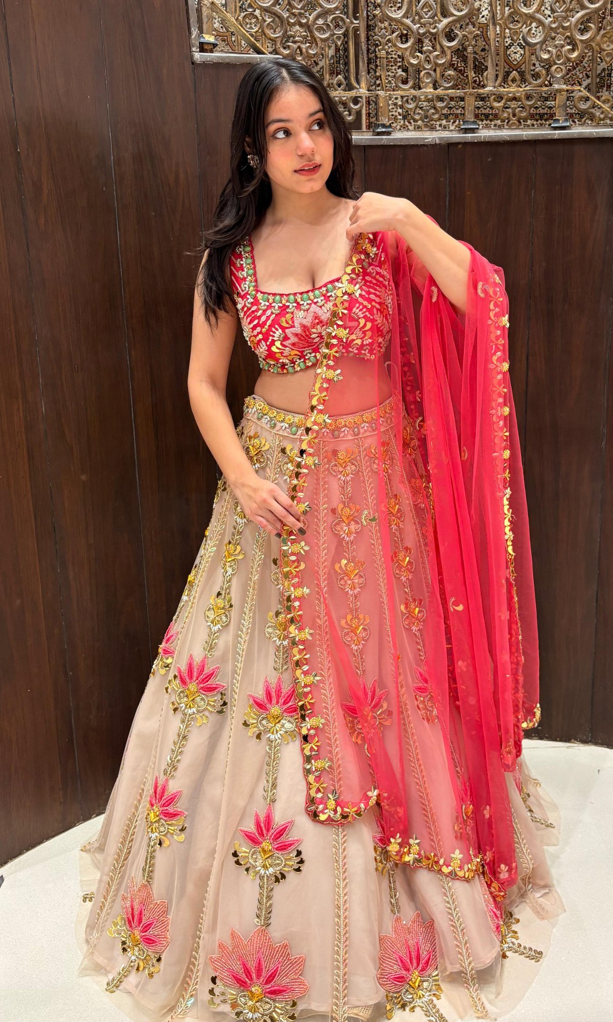 Pink & Gold Embellished Lehenga
