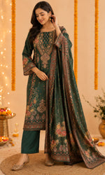 Green Paisely Embellished Kurat Set