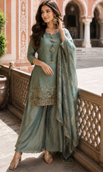 Dusty Sage Embroidered Kurta Set