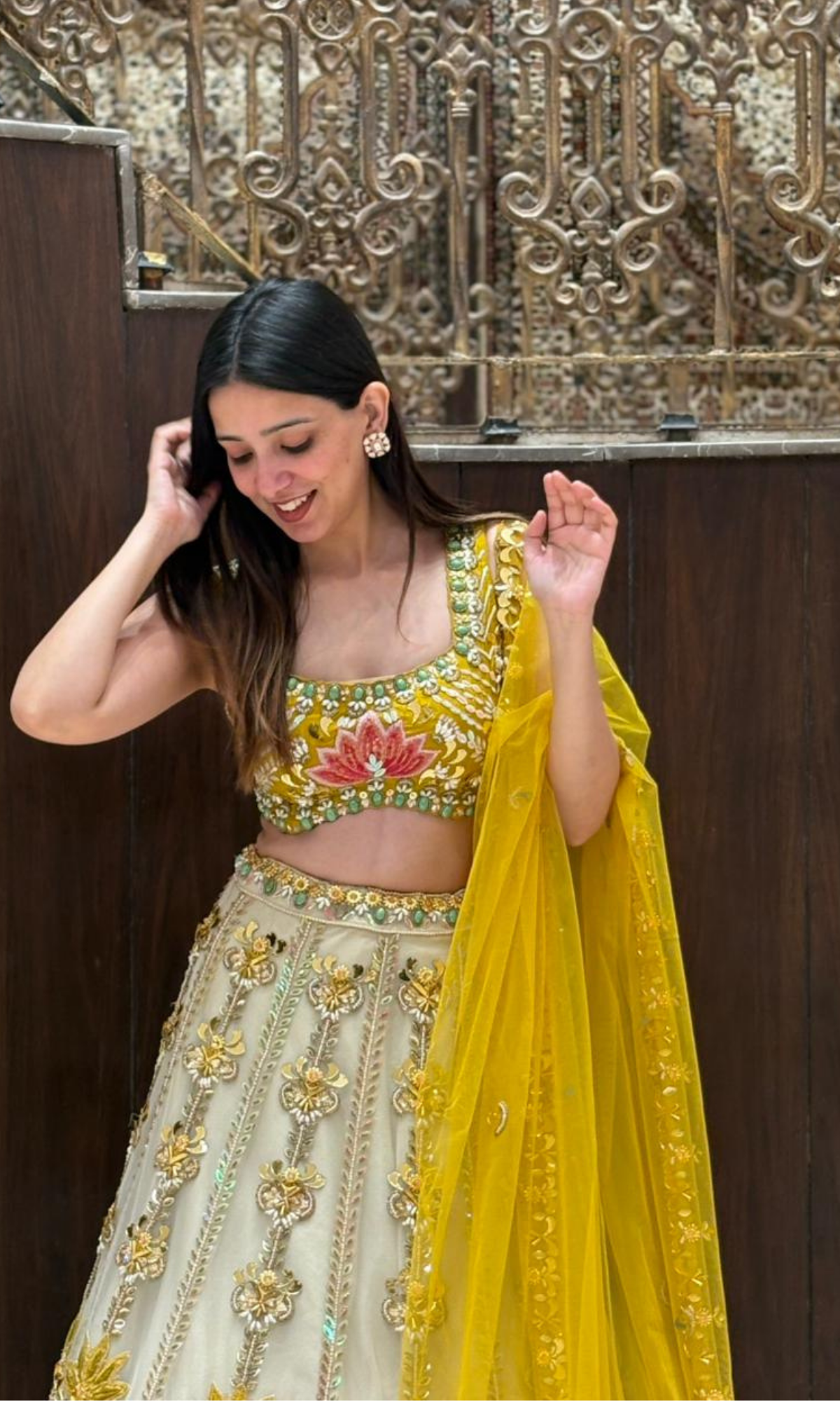 Yellow and Gold Embellished Lehenga