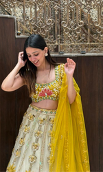 Yellow and Gold Embellished Lehenga