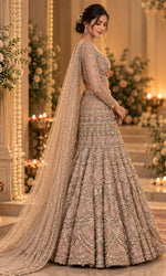 Champagne Gold Bridal Lehenga with Heavy Sequin Embroidery